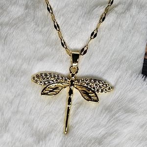 GOURGUSE Gold Dragonfly Necklace